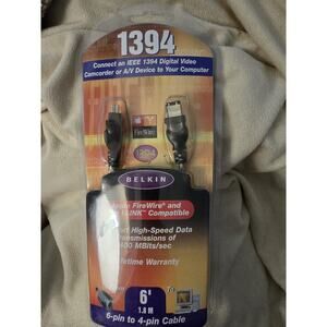 Belkin 1394 6 foot Firewire cable 6 pin to 4 pin Cable NIB